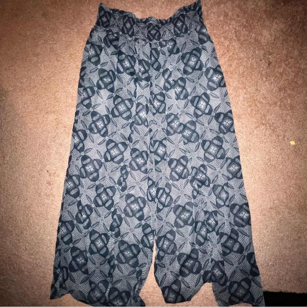 MASON & BELLE Blue Printed Wide-Leg Pants, Size M